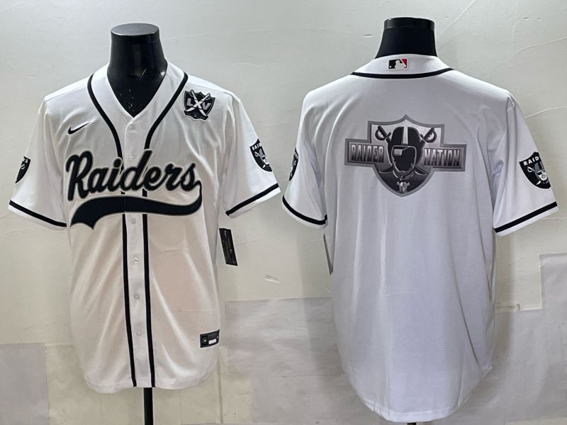 Men 2025 Nike Oakland Raiders Blank White Joint Name  Limited NFL Jersey style 053->oakland raiders->NFL Jersey
